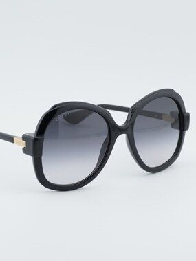 Gucci GG1432S 002 Butterfly Sunglasses Black Square Frame, Grey Lenses